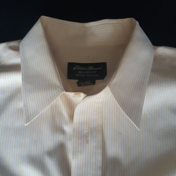 Eddie Bauer SZ M Relaxed Fit 100% Cotton Yellow Striped Men's Button Up Shirt - Picture 6 of 12
